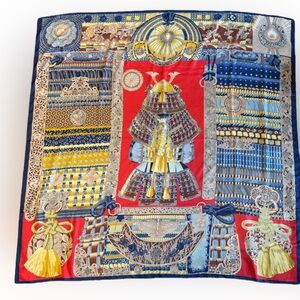 Designer-Style “Parures de Samouraïs” Silk Scarf 140cm